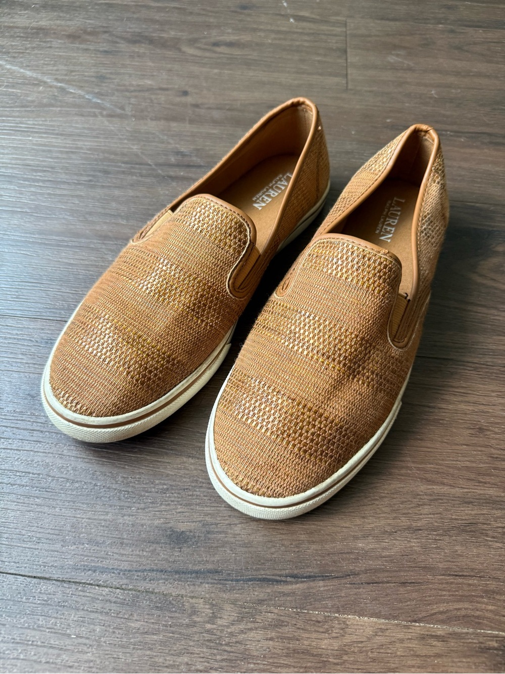 Lauren Ralph Lauren Janis Brown Slip On Loafers Deck Casual Sneaker Shoes 9.5